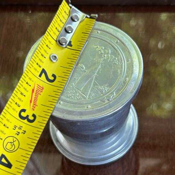 Vintage Aluminum Collapsible Travel Cup – Sailboat Lid – 3” Tall - Picture 12 of 13